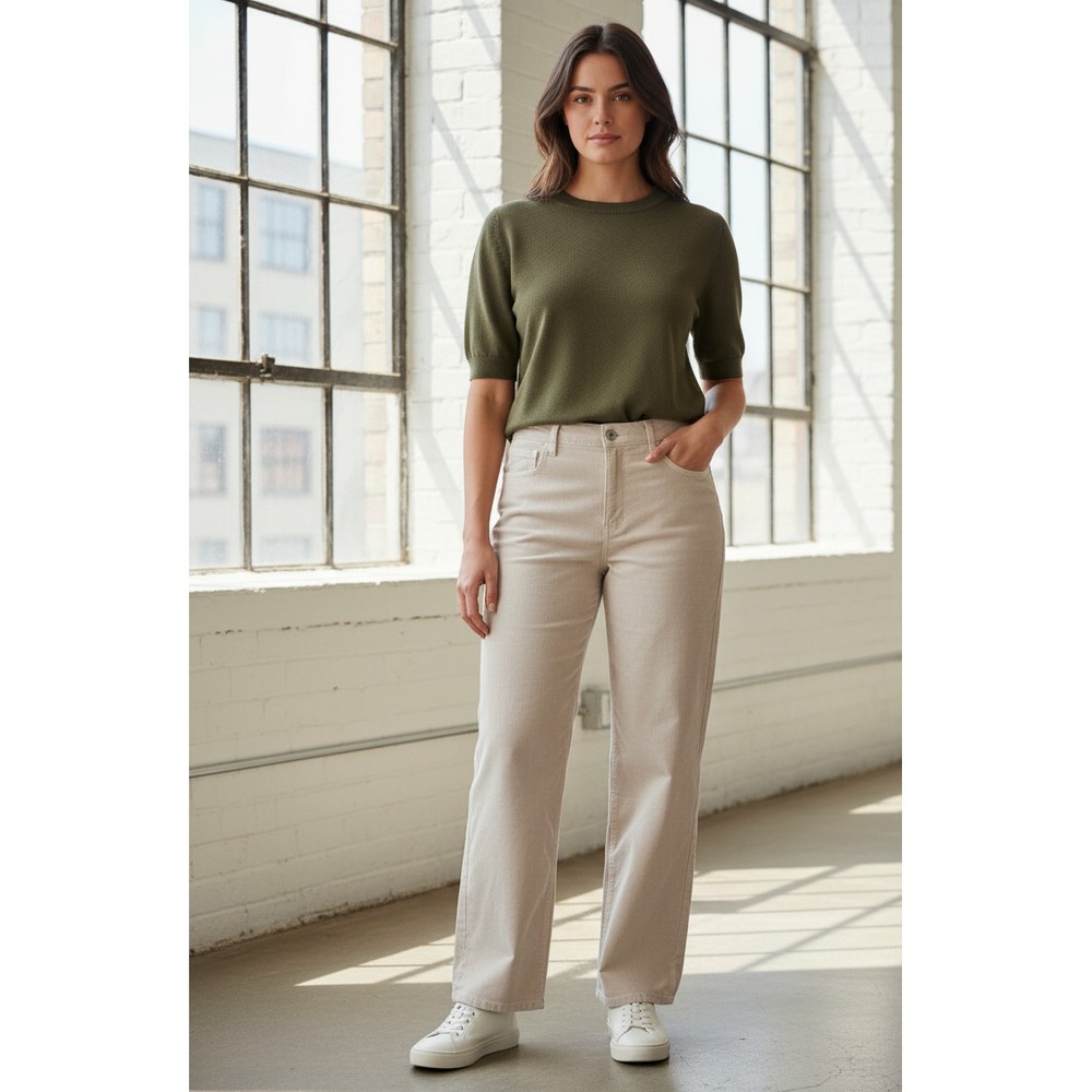 Frame Le Slim Palazzo‎ Pants Womens 34 Beige Corduroy High Rise Slimmer Wide Leg